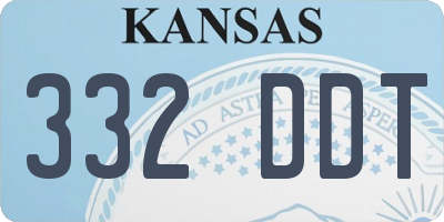 KS license plate 332DDT