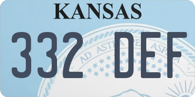 KS license plate 332DEF