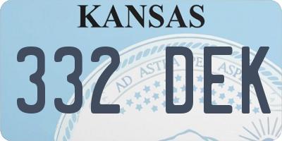 KS license plate 332DEK