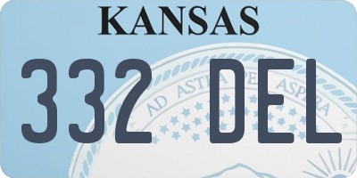KS license plate 332DEL