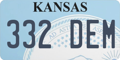 KS license plate 332DEM