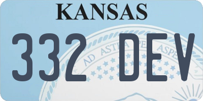 KS license plate 332DEV