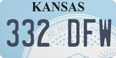 KS license plate 332DFW