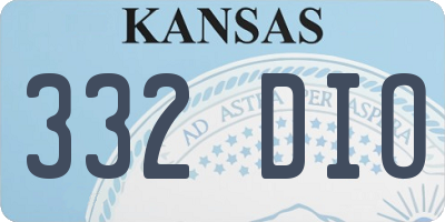 KS license plate 332DIO