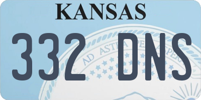 KS license plate 332DNS
