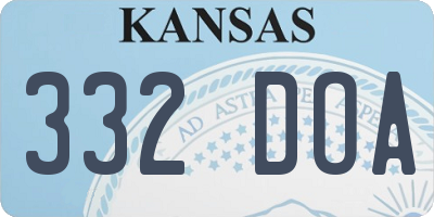 KS license plate 332DOA