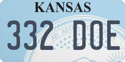 KS license plate 332DOE