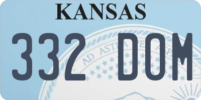 KS license plate 332DOM