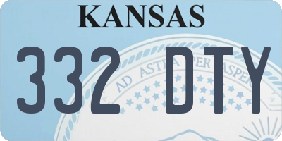 KS license plate 332DTY
