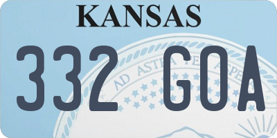 KS license plate 332GOA