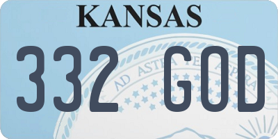 KS license plate 332GOD