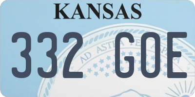 KS license plate 332GOE
