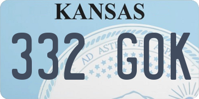 KS license plate 332GOK