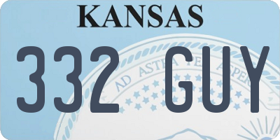 KS license plate 332GUY