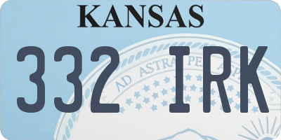 KS license plate 332IRK