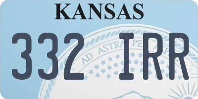 KS license plate 332IRR