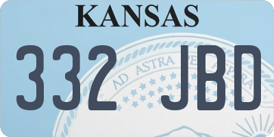 KS license plate 332JBD