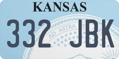 KS license plate 332JBK