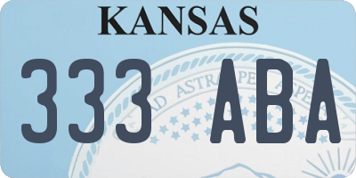 KS license plate 333ABA