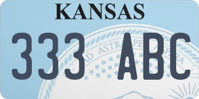KS license plate 333ABC