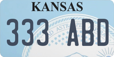 KS license plate 333ABD