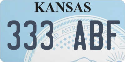 KS license plate 333ABF