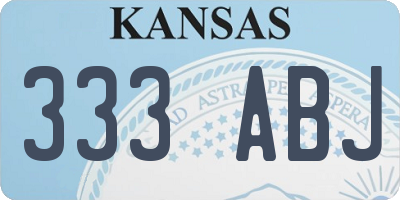 KS license plate 333ABJ