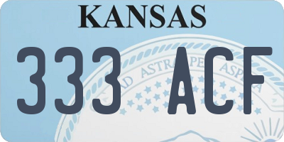 KS license plate 333ACF