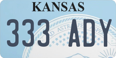 KS license plate 333ADY