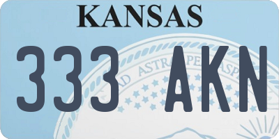 KS license plate 333AKN