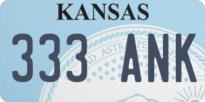 KS license plate 333ANK
