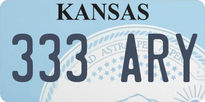 KS license plate 333ARY