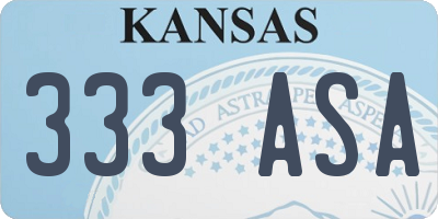 KS license plate 333ASA