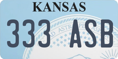 KS license plate 333ASB