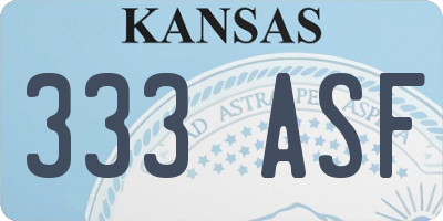 KS license plate 333ASF