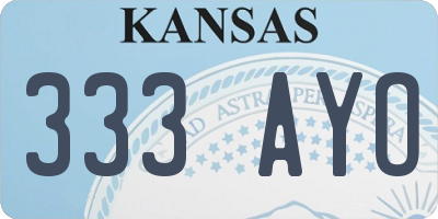 KS license plate 333AYO
