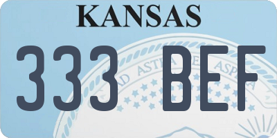 KS license plate 333BEF