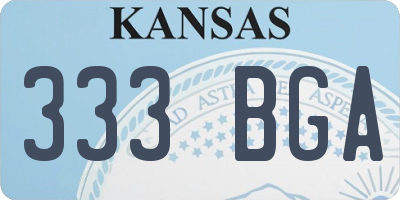 KS license plate 333BGA