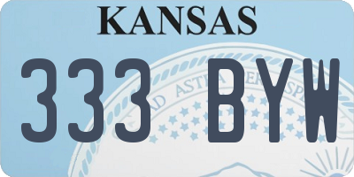 KS license plate 333BYW
