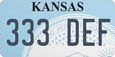 KS license plate 333DEF