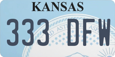 KS license plate 333DFW