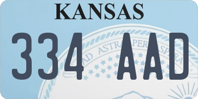 KS license plate 334AAD