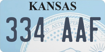 KS license plate 334AAF