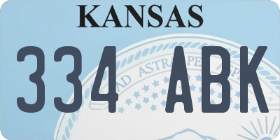 KS license plate 334ABK