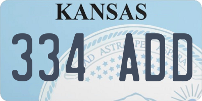 KS license plate 334ADD