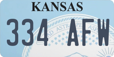 KS license plate 334AFW