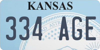 KS license plate 334AGE