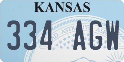KS license plate 334AGW