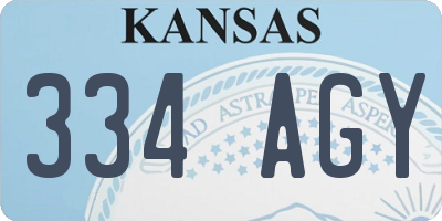KS license plate 334AGY