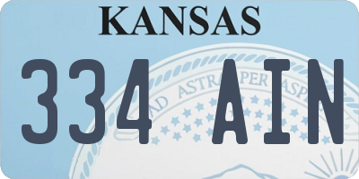 KS license plate 334AIN